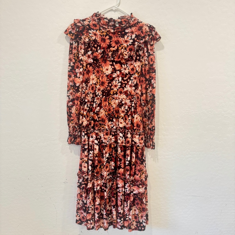 Rachel Parcell Floral Tiered Midi Dress Womens 6 Spring Easter Peasant